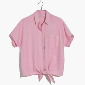 Rare Madewell Front Tie Pink Button Up Small